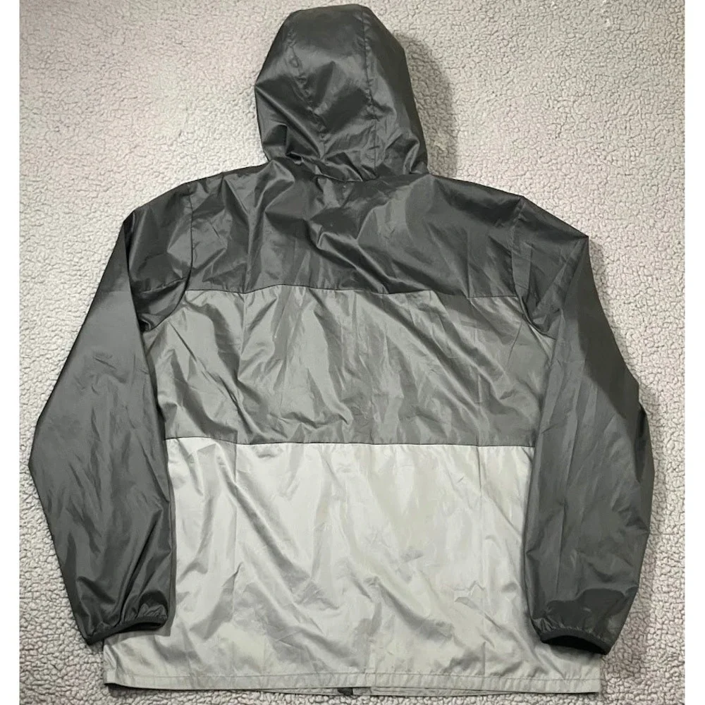 Eddie Bauer Mens TXL Black/Grey Colorblock Hooded Windbreaker Jacket